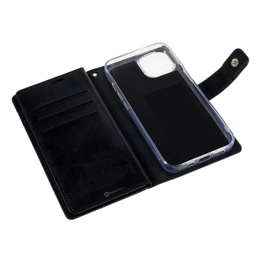 iPhone 15 Flip Wallet Case Cover with Metal Snap-On Fastener - PU Leather & TPU Featuring Front Cover, Multiple Card Holder Slots & Shock Resistance - Red